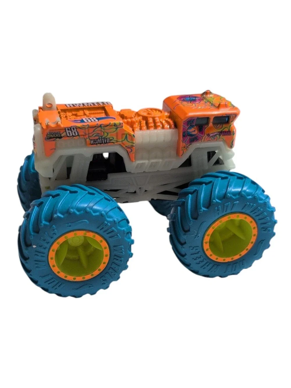 HOT WHEELS Orange 5 Alarm Glow In The Dark Monster Truck